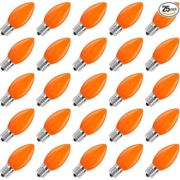 25 Pack C9 LED Orange Halloween Light Bulbs - Picture 1 of 5